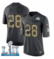 Youth Nike New England Patriots #28 James White Limited Black 2016 Salute to Service Super Bowl LII NFL Jersey