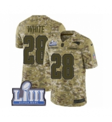 Youth Nike New England Patriots #28 James White Limited Camo 2018 Salute to Service Super Bowl LIII Bound NFL Jersey