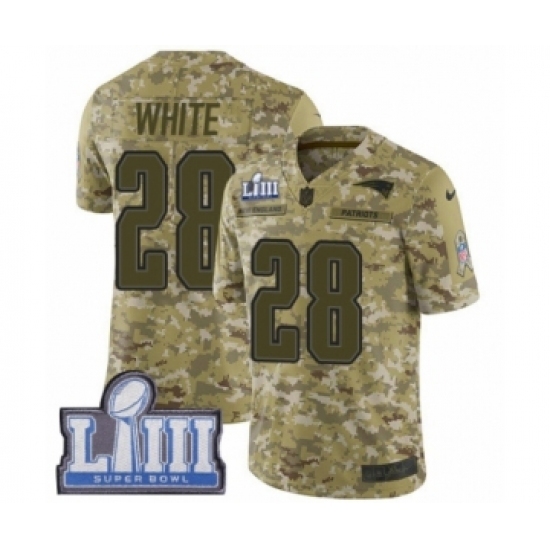 Youth Nike New England Patriots #28 James White Limited Camo 2018 Salute to Service Super Bowl LIII Bound NFL Jersey Youth Nike New England Patriots #28 James White Limited Camo 2018 Salute to Service Super Bowl LIII Bound NFL Jersey