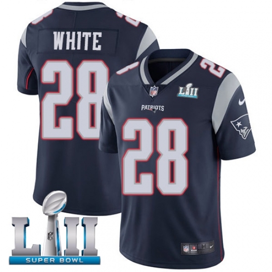 Youth Nike New England Patriots #28 James White Navy Blue Team Color Vapor Untouchable Limited Player Super Bowl LII NFL Jersey Youth Nike New England Patriots #28 James White Navy Blue Team Color Vapor Untouchable Limited Player Super Bowl LII NFL Jersey