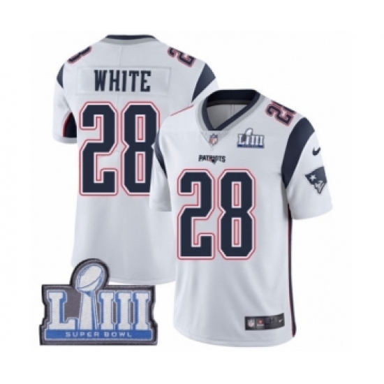 Youth Nike New England Patriots #28 James White Vapor Untouchable Limited Player Super Bowl LIII Bound NFL Jersey Youth Nike New England Patriots #28 James White Vapor Untouchable Limited Player Super Bowl LIII Bound NFL Jersey