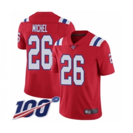 Men's New England Patriots #26 Sony Michel Red Alternate Vapor Untouchable Limited Player 100th Season Football Jersey Men's New England Patriots #26 Sony Michel Red Alternate Vapor Untouchable Limited Player 100th Season Football Jersey