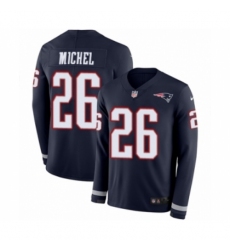 Men's Nike New England Patriots #26 Sony Michel Limited Navy Blue Therma Long Sleeve NFL Jersey Men's Nike New England Patriots #26 Sony Michel Limited Navy Blue Therma Long Sleeve NFL Jersey
