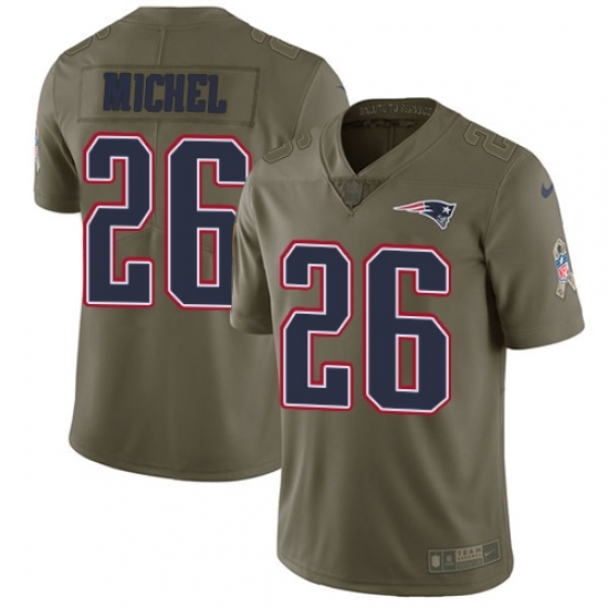 Men's Nike New England Patriots #26 Sony Michel Limited Olive 2017 Salute to Service NFL Jersey Men's Nike New England Patriots #26 Sony Michel Limited Olive 2017 Salute to Service NFL Jersey