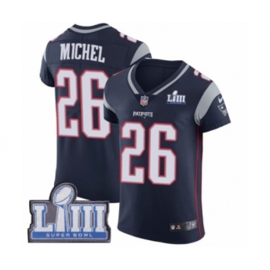 Men's Nike New England Patriots #26 Sony Michel Navy Blue Team Color Vapor Untouchable Elite Player Super Bowl LIII Bound NFL Jersey Men's Nike New England Patriots #26 Sony Michel Navy Blue Team Color Vapor Untouchable Elite Player Super Bowl LIII Bound NFL Jersey