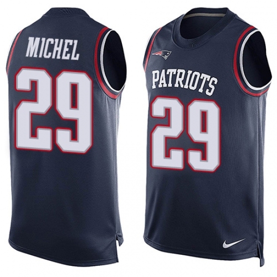 Men's Nike New England Patriots #29 Sony Michel Limited Navy Blue Player Name & Number Tank Top NFL Jersey Men's Nike New England Patriots #29 Sony Michel Limited Navy Blue Player Name & Number Tank Top NFL Jersey