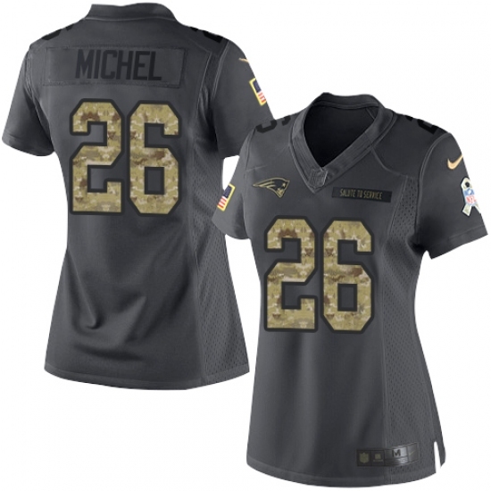 Women's Nike New England Patriots #26 Sony Michel Limited Black 2016 Salute to Service NFL Jersey Women's Nike New England Patriots #26 Sony Michel Limited Black 2016 Salute to Service NFL Jersey