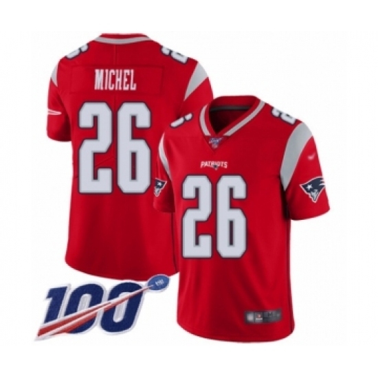 Youth New England Patriots #26 Sony Michel Limited Red Inverted Legend 100th Season Football Jersey Youth New England Patriots #26 Sony Michel Limited Red Inverted Legend 100th Season Football Jersey