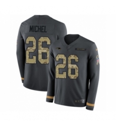 Youth Nike New England Patriots #26 Sony Michel Limited Black Salute to Service Therma Long Sleeve NFL Jersey Youth Nike New England Patriots #26 Sony Michel Limited Black Salute to Service Therma Long Sleeve NFL Jersey
