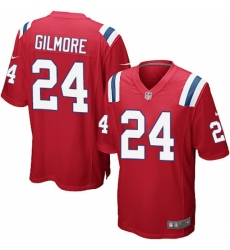 Men's Nike New England Patriots #24 Stephon Gilmore Game Red Alternate NFL Jersey