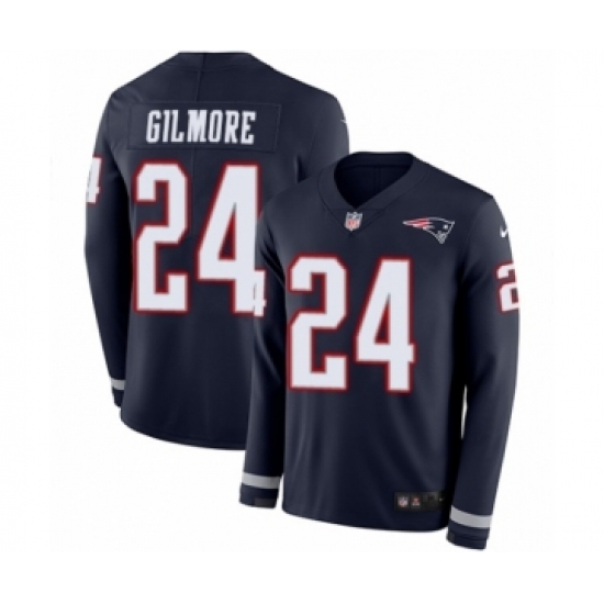 Men's Nike New England Patriots #24 Stephon Gilmore Limited Navy Blue Therma Long Sleeve NFL Jersey Men's Nike New England Patriots #24 Stephon Gilmore Limited Navy Blue Therma Long Sleeve NFL Jersey