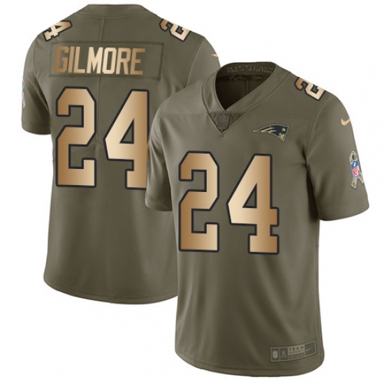 Men's Nike New England Patriots #24 Stephon Gilmore Limited Olive/Gold 2017 Salute to Service NFL Jersey Men's Nike New England Patriots #24 Stephon Gilmore Limited Olive/Gold 2017 Salute to Service NFL Jersey