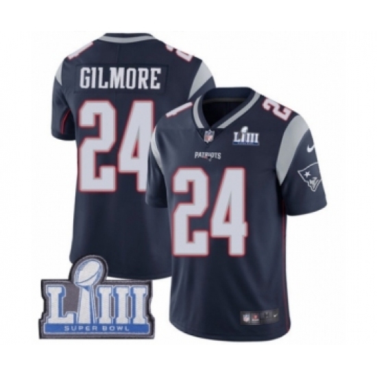 Men's Nike New England Patriots #24 Stephon Gilmore Navy Blue Team Color Vapor Untouchable Limited Player Super Bowl LIII Bound NFL Jersey Men's Nike New England Patriots #24 Stephon Gilmore Navy Blue Team Color Vapor Untouchable Limited Player Super Bowl LIII Bound NFL Jersey