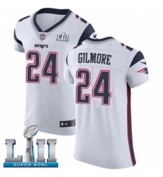 Men's Nike New England Patriots #24 Stephon Gilmore White Vapor Untouchable Elite Player Super Bowl LII NFL Jersey