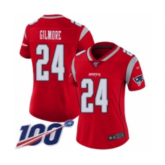Women's New England Patriots #24 Stephon Gilmore Limited Red Inverted Legend 100th Season Football Jersey Women's New England Patriots #24 Stephon Gilmore Limited Red Inverted Legend 100th Season Football Jersey