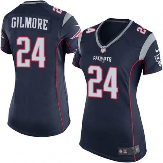 Women's Nike New England Patriots #24 Stephon Gilmore Game Navy Blue Team Color NFL Jersey Women's Nike New England Patriots #24 Stephon Gilmore Game Navy Blue Team Color NFL Jersey