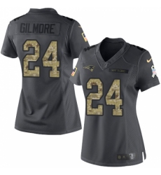 Women's Nike New England Patriots #24 Stephon Gilmore Limited Black 2016 Salute to Service NFL Jersey