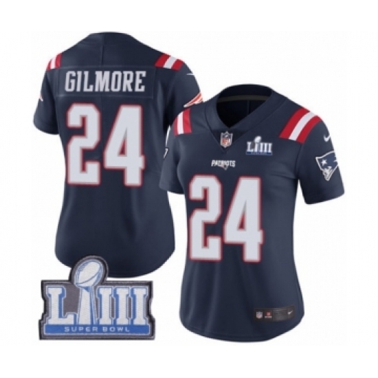Women's Nike New England Patriots #24 Stephon Gilmore Limited Navy Blue Rush Vapor Untouchable Super Bowl LIII Bound NFL Jersey Women's Nike New England Patriots #24 Stephon Gilmore Limited Navy Blue Rush Vapor Untouchable Super Bowl LIII Bound NFL Jersey