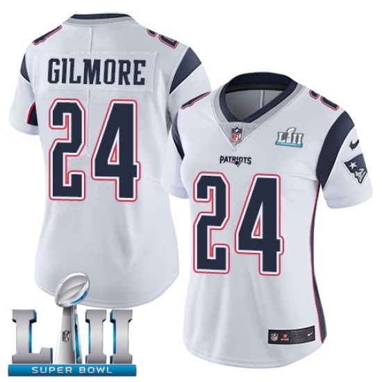 Women's Nike New England Patriots #24 Stephon Gilmore White Vapor Untouchable Limited Player Super Bowl LII NFL Jersey Women's Nike New England Patriots #24 Stephon Gilmore White Vapor Untouchable Limited Player Super Bowl LII NFL Jersey
