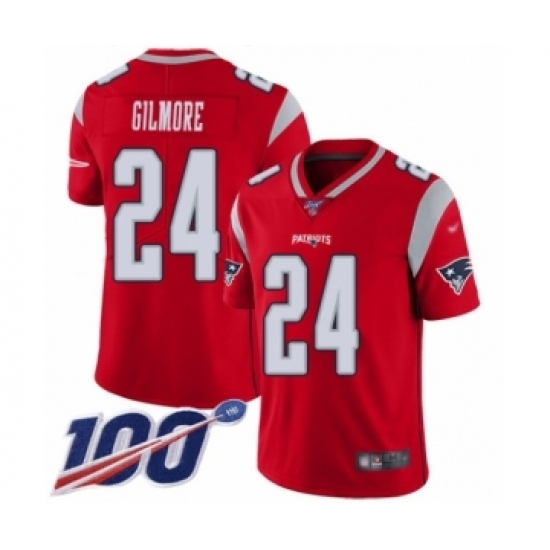 Youth New England Patriots #24 Stephon Gilmore Limited Red Inverted Legend 100th Season Football Jersey Youth New England Patriots #24 Stephon Gilmore Limited Red Inverted Legend 100th Season Football Jersey