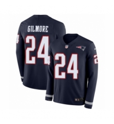 Youth Nike New England Patriots #24 Stephon Gilmore Limited Navy Blue Therma Long Sleeve NFL Jersey