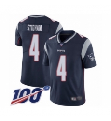 Men's New England Patriots #4 Jarrett Stidham Navy Blue Team Color Vapor Untouchable Limited Player 100th Season Football Jersey Men's New England Patriots #4 Jarrett Stidham Navy Blue Team Color Vapor Untouchable Limited Player 100th Season Football Jersey