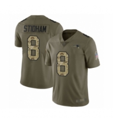 Men's New England Patriots #8 Jarrett Stidham Limited Olive Camo 2017 Salute to Service Football Jersey Men's New England Patriots #8 Jarrett Stidham Limited Olive Camo 2017 Salute to Service Football Jersey
