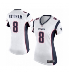 Women's New England Patriots #8 Jarrett Stidham Game White Football Jersey