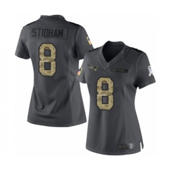 Women's New England Patriots #8 Jarrett Stidham Limited Black 2016 Salute to Service Football Jersey Women's New England Patriots #8 Jarrett Stidham Limited Black 2016 Salute to Service Football Jersey