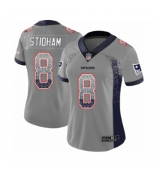 Women's New England Patriots #8 Jarrett Stidham Limited Gray Rush Drift Fashion Football Jersey