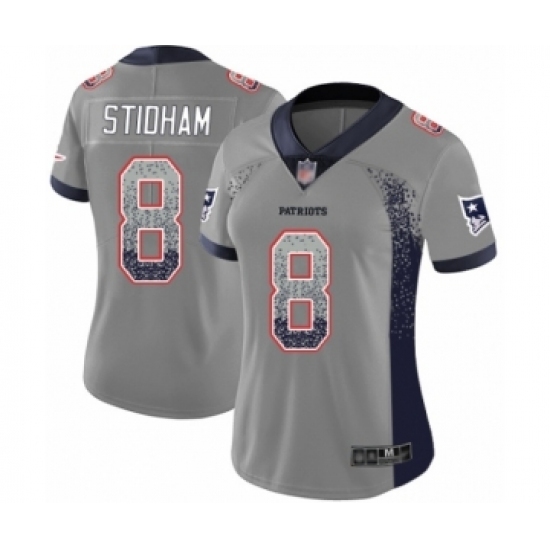 Women's New England Patriots #8 Jarrett Stidham Limited Gray Rush Drift Fashion Football Jersey Women's New England Patriots #8 Jarrett Stidham Limited Gray Rush Drift Fashion Football Jersey