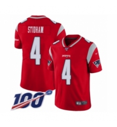 Youth New England Patriots #4 Jarrett Stidham Limited Red Inverted Legend 100th Season Football Jersey Youth New England Patriots #4 Jarrett Stidham Limited Red Inverted Legend 100th Season Football Jersey