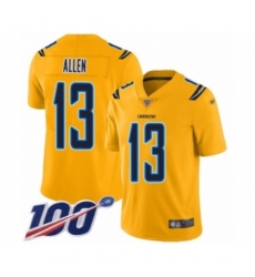 Men's Los Angeles Chargers #13 Keenan Allen Limited Gold Inverted Legend 100th Season Football Jersey