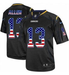 Men's Nike Los Angeles Chargers #13 Keenan Allen Elite Black USA Flag Fashion NFL Jersey