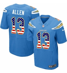 Men's Nike Los Angeles Chargers #13 Keenan Allen Elite Electric Blue Alternate USA Flag Fashion NFL Jersey