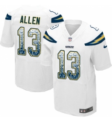 Men's Nike Los Angeles Chargers #13 Keenan Allen Elite White Road Drift Fashion NFL Jersey