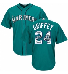 Men's Majestic Seattle Mariners #24 Ken Griffey Authentic Teal Green Team Logo Fashion Cool Base MLB Jersey
