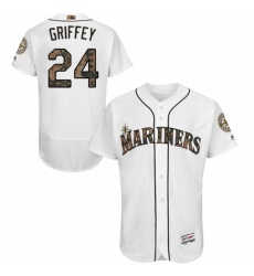 Men's Majestic Seattle Mariners #24 Ken Griffey Authentic White 2016 Memorial Day Fashion Flex Base MLB Jersey