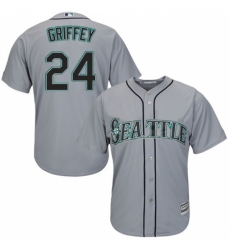 Men's Majestic Seattle Mariners #24 Ken Griffey Replica Grey Road Cool Base MLB Jersey