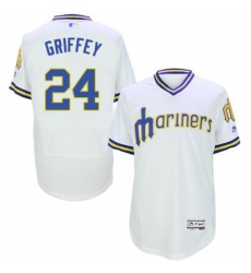 Men's Majestic Seattle Mariners #24 Ken Griffey White Flexbase Authentic Collection Cooperstown MLB Jersey