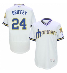 Men's Majestic Seattle Mariners #24 Ken Griffey White Flexbase Authentic Collection Cooperstown MLB Jersey