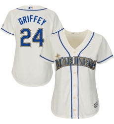 Women's Majestic Seattle Mariners #24 Ken Griffey Authentic Cream Alternate Cool Base MLB Jersey
