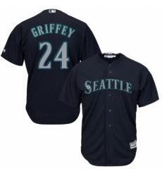 Women's Majestic Seattle Mariners #24 Ken Griffey Replica Navy Blue Alternate 2 Cool Base MLB Jersey