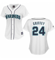 Women's Majestic Seattle Mariners #24 Ken Griffey Replica White MLB Jersey