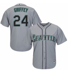 Youth Majestic Seattle Mariners #24 Ken Griffey Replica Grey Road Cool Base MLB Jersey