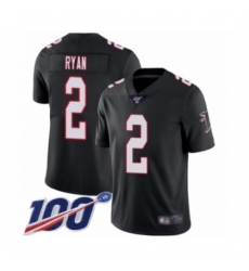 Men's Atlanta Falcons #2 Matt Ryan Black Alternate Vapor Untouchable Limited Player 100th Season Football Jersey