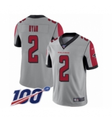 Men's Atlanta Falcons #2 Matt Ryan Limited Silver Inverted Legend 100th Season Football Jersey