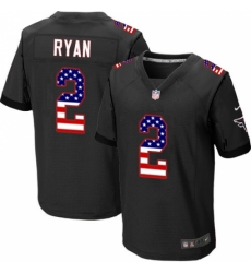 Men's Nike Atlanta Falcons #2 Matt Ryan Elite Black Alternate USA Flag Fashion NFL Jersey