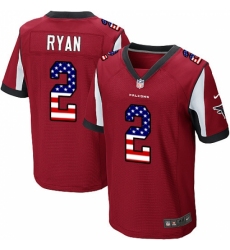 Men's Nike Atlanta Falcons #2 Matt Ryan Elite Red Home USA Flag Fashion NFL Jersey
