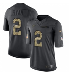 Men's Nike Atlanta Falcons #2 Matt Ryan Limited Black 2016 Salute to Service NFL Jersey